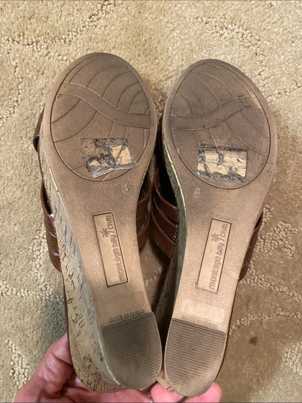 Montego Bay Club Brown Crisscross Wedge Sandals-8 Summer Academia Fall Beach